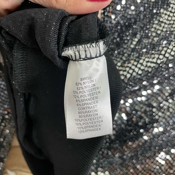 Pam & Gela Womens Black Stretch Crew-Neck Long Sleeve Embellished Sweater S - Picture 4 of 6